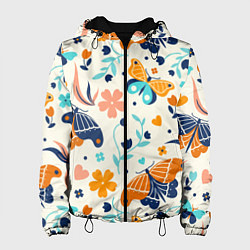 Куртка с капюшоном женская Волшебная весна, цвет: 3D-черный