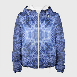 Куртка с капюшоном женская Ледяные линии на синем цвете, цвет: 3D-белый