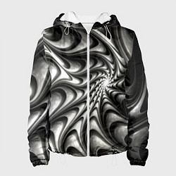 Куртка с капюшоном женская Abstract fractal grey, цвет: 3D-белый