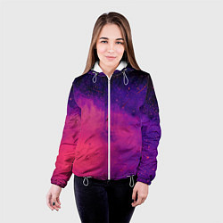 Куртка с капюшоном женская Фиолетовый космос, цвет: 3D-белый — фото 2