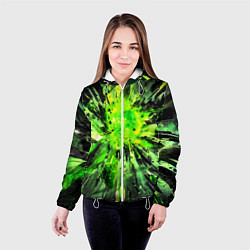Куртка с капюшоном женская Fractal green explosion, цвет: 3D-белый — фото 2