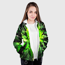 Куртка с капюшоном женская Fractal green explosion, цвет: 3D-белый — фото 2