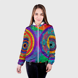 Куртка с капюшоном женская Красочные этнические орнаменты, цвет: 3D-белый — фото 2