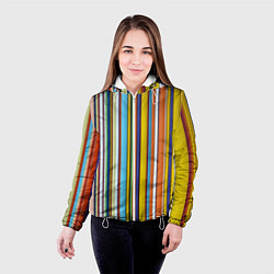 Куртка с капюшоном женская Абстрактное множество разноцветных листов, цвет: 3D-белый — фото 2