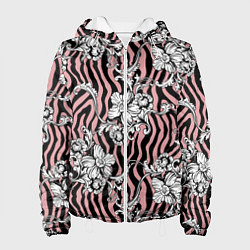 Куртка с капюшоном женская Floral pattern - vanguard, цвет: 3D-белый