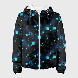 Куртка с капюшоном женская Светящиеся неоновые квадраты, цвет: 3D-белый