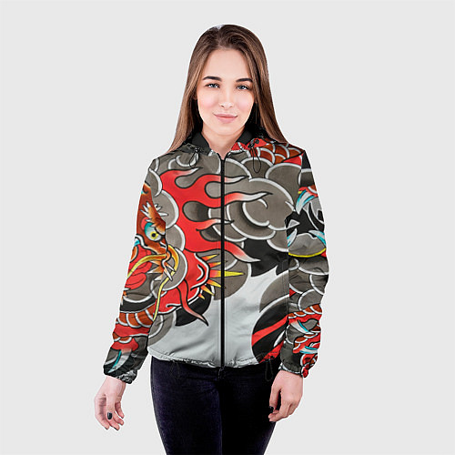 Женская куртка Иредзуми: дракон в дыму / 3D-Черный – фото 4