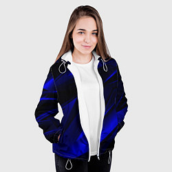 Куртка с капюшоном женская Geometry blue stripes, цвет: 3D-белый — фото 2