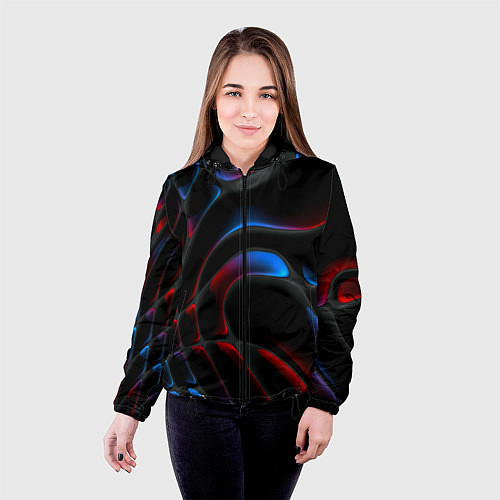 Женская куртка Neon colors drops of liquid / 3D-Черный – фото 4