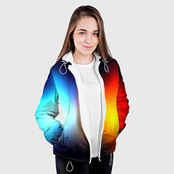 Куртка с капюшоном женская Горячий красный градиент, цвет: 3D-белый — фото 2