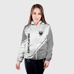 Куртка с капюшоном женская Poppy Playtime glitch на светлом фоне: надпись, си, цвет: 3D-белый — фото 2