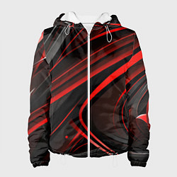 Куртка с капюшоном женская Black and red abstract, цвет: 3D-белый