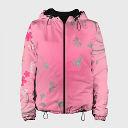 Куртка с капюшоном женская Весенние узорные цветы, цвет: 3D-черный