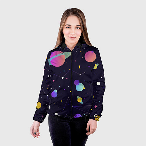 Женская куртка Разнообразие галактики / 3D-Черный – фото 4
