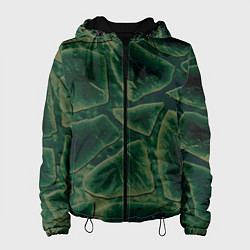 Куртка с капюшоном женская Малахитовые камни, цвет: 3D-черный