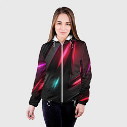 Куртка с капюшоном женская Объемные неоновые детали, цвет: 3D-белый — фото 2
