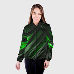 Куртка с капюшоном женская Green black abstract, цвет: 3D-черный — фото 2