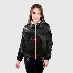 Куртка с капюшоном женская Объемная красно-черная сетка, цвет: 3D-белый — фото 2