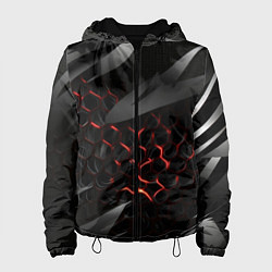 Куртка с капюшоном женская Black and red abstract, цвет: 3D-черный