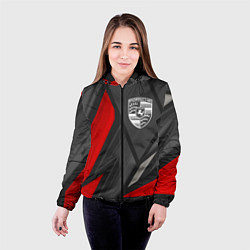 Куртка с капюшоном женская Porsche sports racing, цвет: 3D-черный — фото 2
