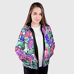 Куртка с капюшоном женская Модный растительный узор, цвет: 3D-черный — фото 2