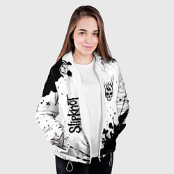 Куртка с капюшоном женская Slipknot и рок символ на светлом фоне, цвет: 3D-белый — фото 2