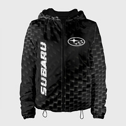 Куртка с капюшоном женская Subaru карбоновый фон, цвет: 3D-черный