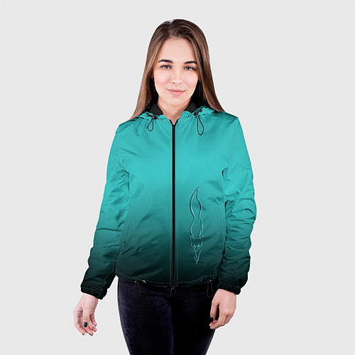 Женская куртка Силуэт лисы на градиентном фоне / 3D-Черный – фото 4