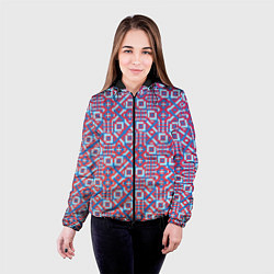 Куртка с капюшоном женская Голубой векторный узор, цвет: 3D-черный — фото 2
