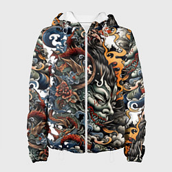 Куртка с капюшоном женская Татуировка Ирезуми, цвет: 3D-белый