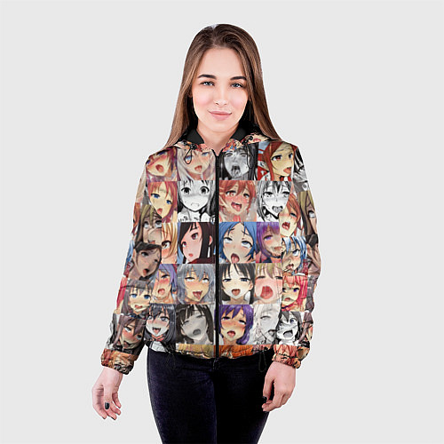 Женская куртка Anime hentai ahegao manga / 3D-Черный – фото 4
