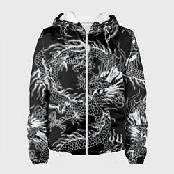 Куртка с капюшоном женская Татуировка японского дракона, цвет: 3D-белый