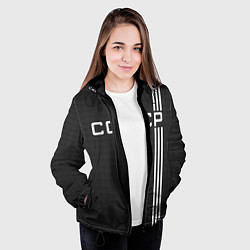 Куртка с капюшоном женская СССР карбон, цвет: 3D-черный — фото 2