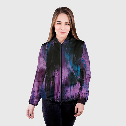 Женская куртка Фиолетовые абстрактные тени / 3D-Черный – фото 4