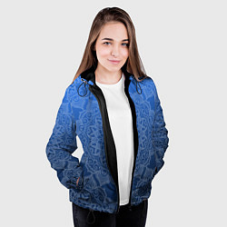 Куртка с капюшоном женская Мандала на градиенте синего цвета, цвет: 3D-черный — фото 2