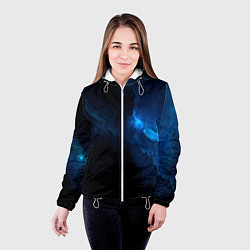 Куртка с капюшоном женская Чёрный и синий космос, цвет: 3D-белый — фото 2