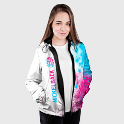 Куртка с капюшоном женская Nickelback neon gradient style: по-вертикали, цвет: 3D-черный — фото 2