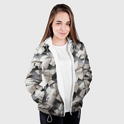 Куртка с капюшоном женская Узоры оригами, цвет: 3D-белый — фото 2