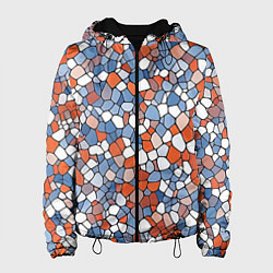 Куртка с капюшоном женская Красочная мозаика, цвет: 3D-черный
