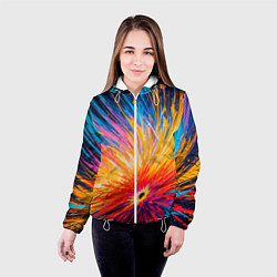 Куртка с капюшоном женская Абстрактный цветок, цвет: 3D-белый — фото 2