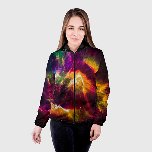 Женская куртка Небула в космосе разноцветная - нейронная сеть / 3D-Черный – фото 4