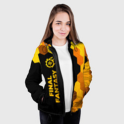 Куртка с капюшоном женская Final Fantasy - gold gradient: по-вертикали, цвет: 3D-черный — фото 2