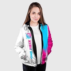 Куртка с капюшоном женская One Piece neon gradient style: по-вертикали, цвет: 3D-черный — фото 2