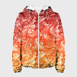 Куртка с капюшоном женская Огненная татуировка с элементами дракона, цвет: 3D-белый