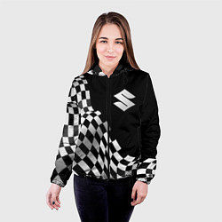 Куртка с капюшоном женская Suzuki racing flag, цвет: 3D-черный — фото 2