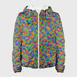 Куртка с капюшоном женская Мелкие блоки Тетрис, цвет: 3D-белый
