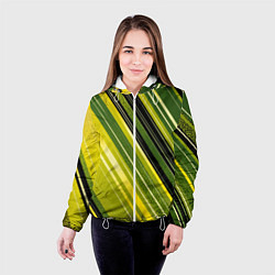 Куртка с капюшоном женская Травяной линейный дизайн, цвет: 3D-белый — фото 2