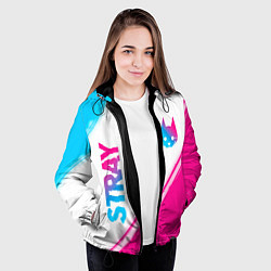 Куртка с капюшоном женская Stray neon gradient style: надпись, символ, цвет: 3D-черный — фото 2