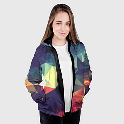 Куртка с капюшоном женская Разноцветный полигональный узор, цвет: 3D-черный — фото 2