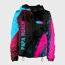 Куртка с капюшоном женская Papa Roach - neon gradient: надпись, символ, цвет: 3D-черный